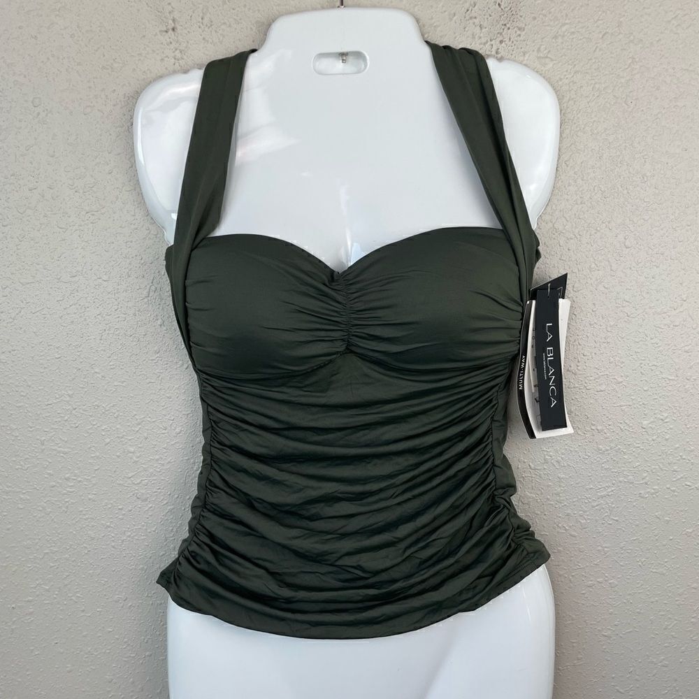 NWT La Blanca Olive Green Tankini Swim Top